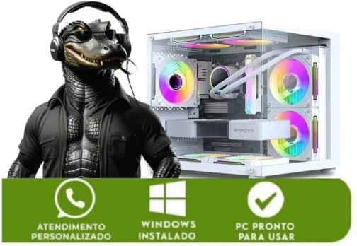 PC Gamer Branco Completo Intel i5 Memoria Ram 16GB SSD 240GB Monitor HDMI Kit Gamer - Imagem 7