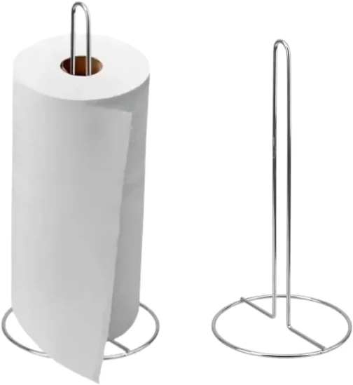Suporte para Rolo de Papel Toalha Aço Inoxidável Cromado Premium Base Estável e Design Moderno para Cozinha - Imagem 2