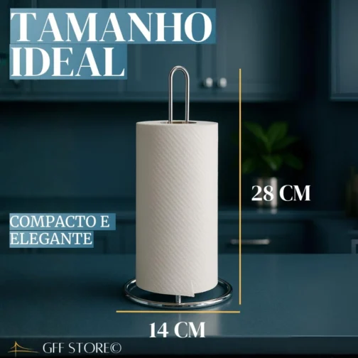 Suporte para Rolo de Papel Toalha Aço Inoxidável Cromado Premium Base Estável e Design Moderno para Cozinha - Imagem 6