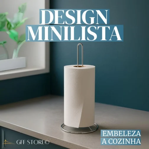 Suporte para Rolo de Papel Toalha Aço Inoxidável Cromado Premium Base Estável e Design Moderno para Cozinha - Imagem 8