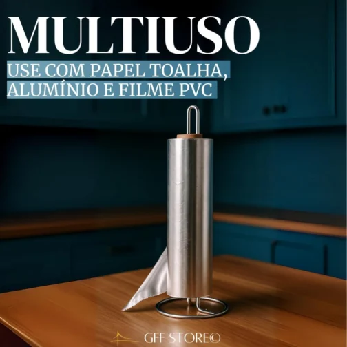 Suporte para Rolo de Papel Toalha Aço Inoxidável Cromado Premium Base Estável e Design Moderno para Cozinha - Imagem 9