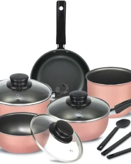Jogo de Panelas Elegan com Tampa Vidro 8 Peças- Rosa