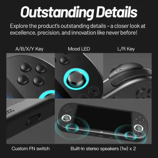 Mini Game Console Emulador Retrô Trimui Smart Pro, SD 64 GB, Tela HD IPS de 4,9 Pol, Sistema Linux, Gamepad sem Fio 2.4G/5G, Suporte a Mais de 5500 Jogos Clássicos, WiFi Bluetooth - Preto. - Imagem 7