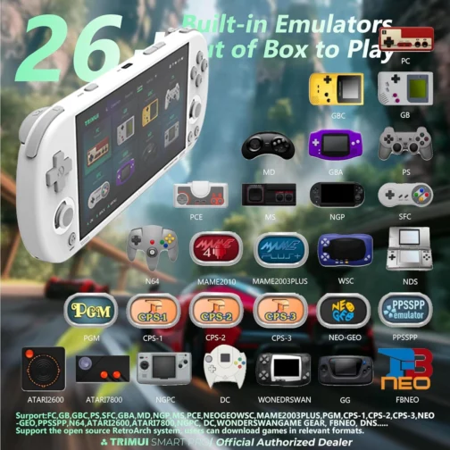 Mini Game Console Emulador Retrô Trimui Smart Pro, SD 64 GB, Tela HD IPS de 4,9 Pol, Sistema Linux, Gamepad sem Fio 2.4G/5G, Suporte a Mais de 5500 Jogos Clássicos, WiFi Bluetooth - Preto. - Imagem 9