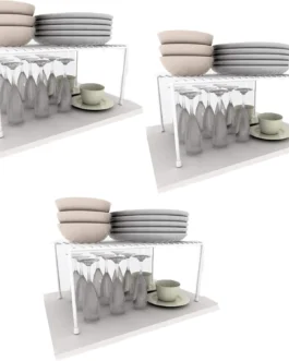 Kit com 3 Prateleiras Organizador de Cozinha Grande Aço DiCarlo Branco