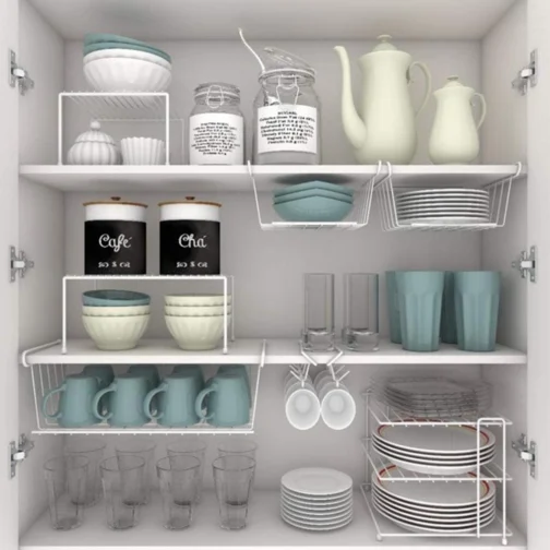 Kit com 3 Prateleiras Organizador de Cozinha Grande Aço DiCarlo Branco - Imagem 3