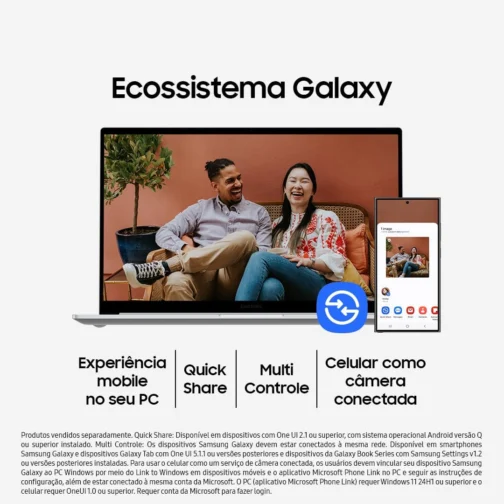 Samsung Galaxy Book4 Intel® Core™ i7-1355U, Windows 11 Home, 16GB, 512GB SSD, Iris Xe, 15.6'' Full HD LED, 1.55kg*. - Imagem 10