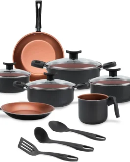 Brinox, Jogo de Panelas Brinox Antiaderente Topázio 10 Peças Cinza Range