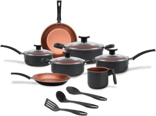 Brinox, Jogo de Panelas Brinox Antiaderente Topázio 10 Peças Cinza Range - Imagem 2