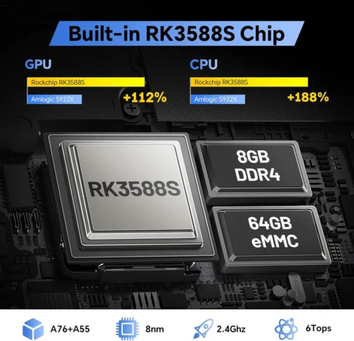 Kinhank Super Console X5 PRO Retro Gaming Console with 16,000+ Games,Android 12.0 OS, Emulator Consoles,8K UHD Output, AV1, WiFi 6 BT 5.0, RK3588S Chipset, Wireless Controller Included - Imagem 4