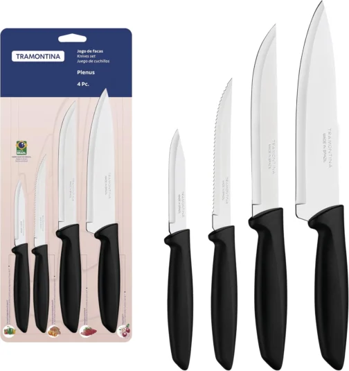 Tramontina JOGO FACAS INOX 4PC PLENUS PRE, Preto - Imagem 4