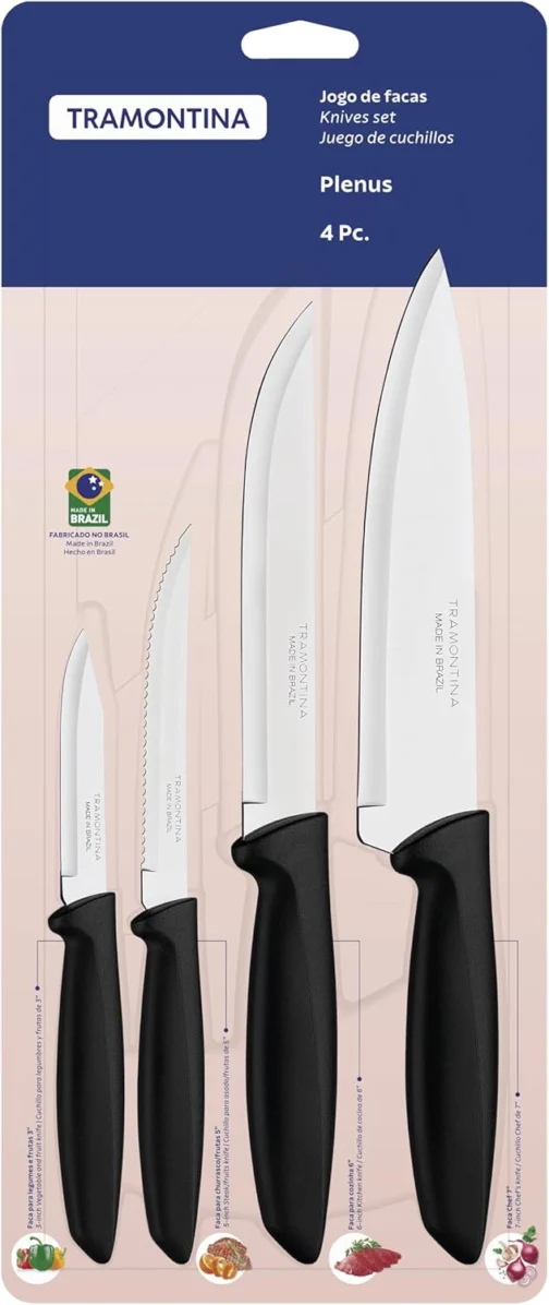Tramontina JOGO FACAS INOX 4PC PLENUS PRE, Preto - Imagem 5