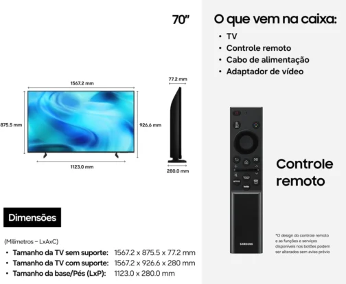 Samsung Smart TV 70" Crystal UHD 4K U8000H 2026 - Imagem 9