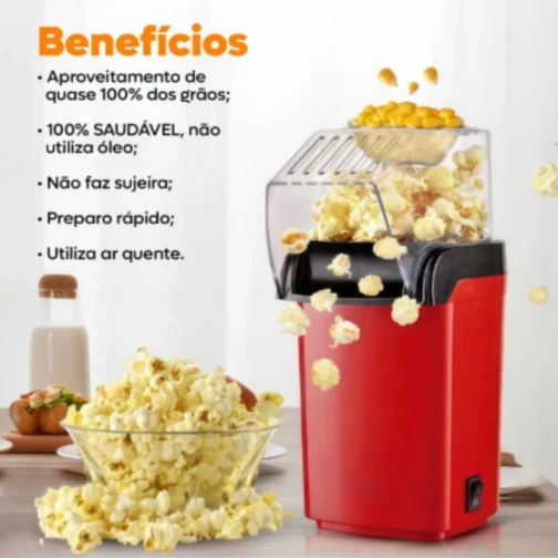 Pipoqueira Elétrica Domestica Máquina De Pipoca Elétrica 110V 1200W Pipoqueira Sem Óleo Saudável - Imagem 5