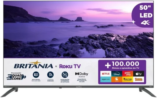 TV Smart TV 50” Britânia Roku TV LED Dolby Audio BTV50VA4REGB - Imagem 2