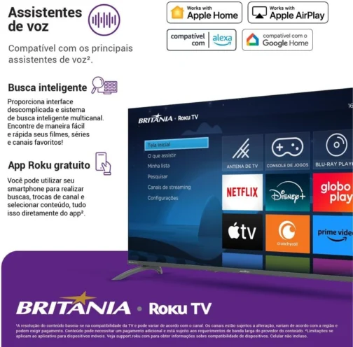 TV Smart TV 50” Britânia Roku TV LED Dolby Audio BTV50VA4REGB - Imagem 9