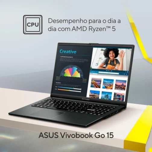 Notebook Asus Vivobook Go 15 E1504fa-nj836w Amd Ryzen 5 7520u 2,8 Ghz 8gb 512gb Ssd Windows 11 Home 15,6" Full Hd Preto - Imagem 6