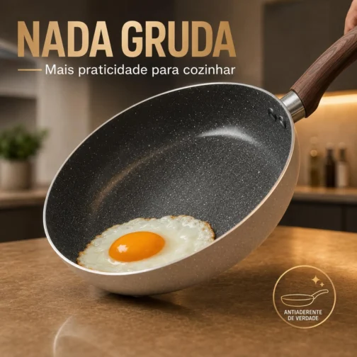 Kit Jogo De Panelas Cerâmica Antiaderente 8 Peças Premium Com Tampa De Vidro Cabo Madeira Indução Gás Elétrico Cozinha Moderna Completo Luxo Premium Durável Resistente - Imagem 3