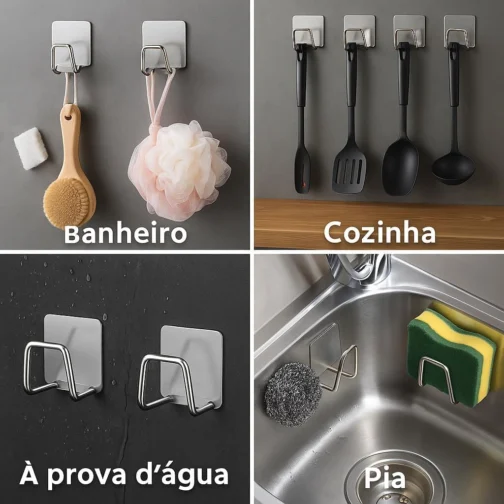 Kit 2 Porta Esponjas Pia Cozinha em Aço Inox Adesivo Organizador Pia (2 un) - Imagem 9
