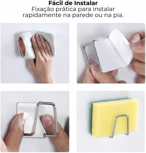 Suporte de Esponja Gancho para Pia, Aço Inox, Cozinha, 3 Unidades - Pazie® - Imagem 6