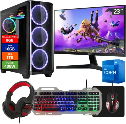 PC Gamer Completo Intel Core i7 16GB SSD 1TB Radeon RX 580 8GB 256 Bits 400W Monitor 23" Kit Gamer Strong Tech - Imagem 2