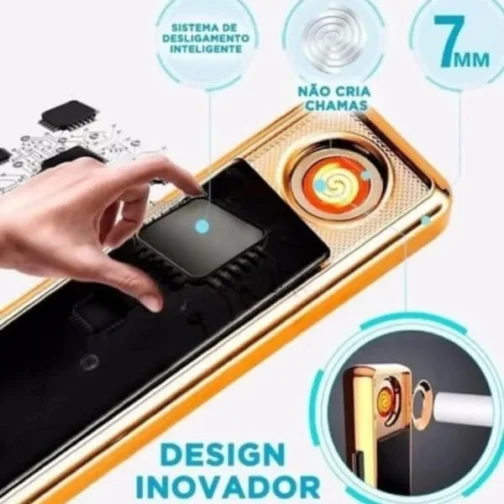 Isqueiro Elétrico Eletrônico USB Recarregável Preto - Imagem 5