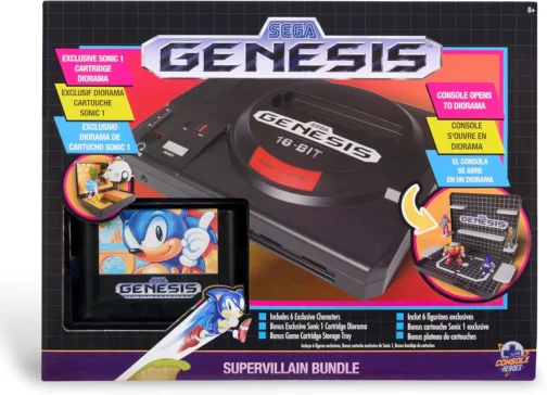 SEGA Genesis Display Console – Supervillain Boss Bundle with Sonic the Hedgehog 1 + Cartridge Storage Tray (Death Egg Robot, Mecha Sonic Mk II, Mr. X, Death Bringer Figures) - Imagem 6