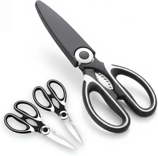 Tesoura de Cozinha Multiuso Premium Inox com Bainha Protetora Cortes Precisos Carne Frango Peixe Ervas Legumes Frutas Uso Profissional e Doméstico 21 cm - Imagem 2
