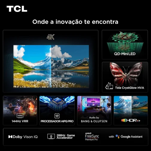 Smart TV TCL 75 Polegadas QLED Mini LED 4K C7K WiFi Bluetooth Google TV 4 HDMI 144Hz HDR10+ 75C7K - Imagem 5