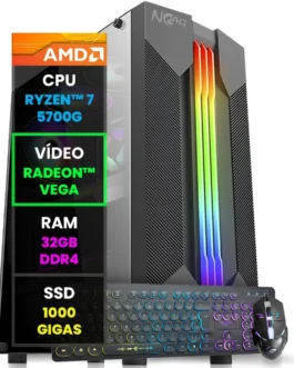 Pc Gamer Computador Completo NoLag Amd Ryzen 7, Radeon™ Graphics Vega, 32GB Ram, SSD 1TB, Gabinete RGB