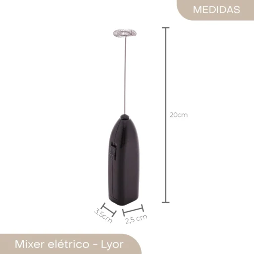 LYOR - Mini Mixer Misturador Elétrico para Bebidas - Inox e Plástico Preto - Eficiente e Compacto para Batidas e Misturas Rápidas - Imagem 6