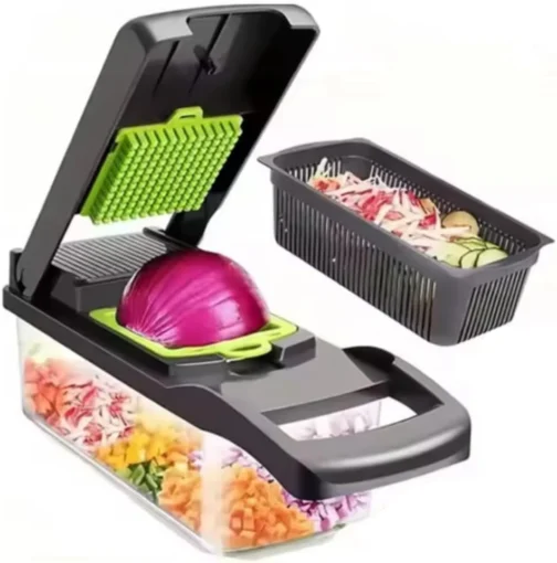 Fatiador Cortador Ralador De Legumes Frutas Verduras Kit Completo 16 Peças Pot Acvrílico Laminas Aço Inox Para Saladas Acessório Para Cozinha DUPIN - Imagem 2