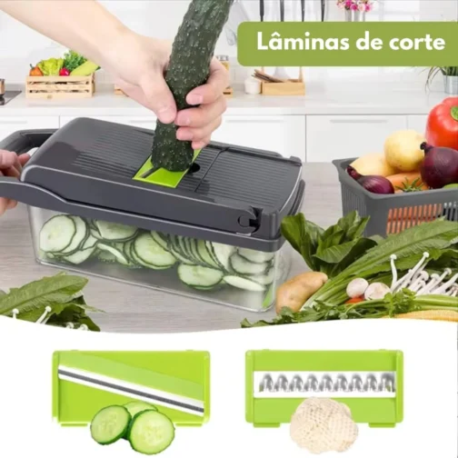 Fatiador Cortador Ralador De Legumes Frutas Verduras Kit Completo 16 Peças Pot Acvrílico Laminas Aço Inox Para Saladas Acessório Para Cozinha DUPIN - Imagem 4