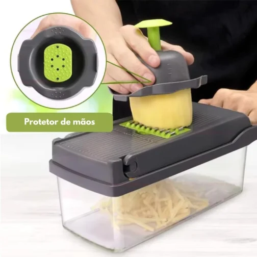 Fatiador Cortador Ralador De Legumes Frutas Verduras Kit Completo 16 Peças Pot Acvrílico Laminas Aço Inox Para Saladas Acessório Para Cozinha DUPIN - Imagem 5