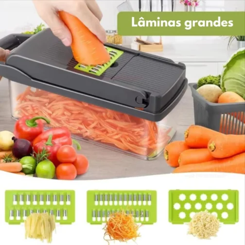 Fatiador Cortador Ralador De Legumes Frutas Verduras Kit Completo 16 Peças Pot Acvrílico Laminas Aço Inox Para Saladas Acessório Para Cozinha DUPIN - Imagem 6