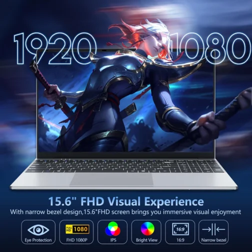 Laptop, laptop de 15,6 polegadas Core i5-7Y54 (até 3,20 GHz), Win 11 Pro Lap Top, 16GB RAM 1TB SSD PC, Office 365, FHD 1920 * 1080, gráficos UHD, KB retroiluminado, abertura de 180°, WIFI5, BT4.2 - Imagem 3