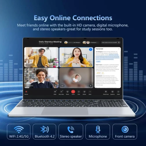 Laptop, laptop de 15,6 polegadas Core i5-7Y54 (até 3,20 GHz), Win 11 Pro Lap Top, 16GB RAM 1TB SSD PC, Office 365, FHD 1920 * 1080, gráficos UHD, KB retroiluminado, abertura de 180°, WIFI5, BT4.2 - Imagem 7