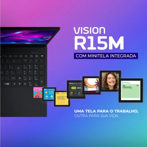 Notebook Positivo Vision R15M AMD® Ryzen 5-5625U Windows 11 Home 16GB 512GB SSD Wi-Fi 6 15” Full HD IPS Minitela - Preto - Imagem 5