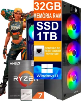 Pc Gamer Computador Cpu Ryzen 7 5700G / SSD 1TB M.2 NVMe / 32gb Memória Ram Ddr4 / Windows 11 Pro