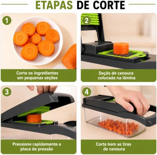 Cortador Fatiador Ralador de Legumes Multifuncional 16 em 1 - Fatiador de Bandolim Máquina Profissional de Cortar Alimentos Cebolas Vegetais Frutas Legumes Premium Hytalux - Imagem 6