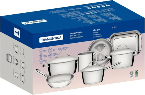 Jogo de Panelas com Fundo Triplo 7 Peça Tramontina Inox - Imagem 3