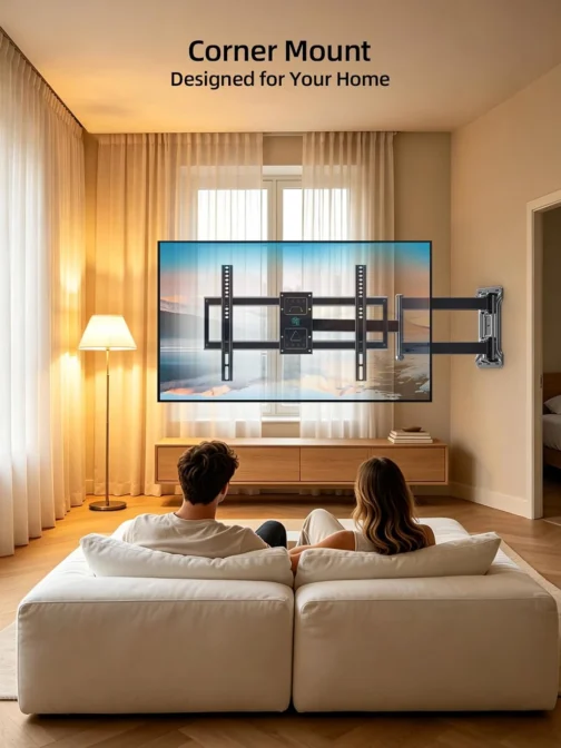 HCMOUNTING Braço longo de suporte de parede para TV de canto para TVs de 43 - Imagem 8