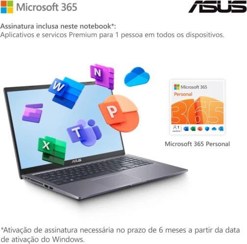 Notebook ASUS Intel Celeren Dual Core, 4 GB, 128 GB SSD, W11 Home, 15,60" LED, Slate Grey - X515KA-BR329WS - Imagem 3