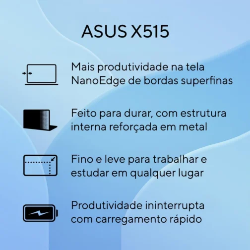 Notebook ASUS Intel Celeren Dual Core, 4 GB, 128 GB SSD, W11 Home, 15,60" LED, Slate Grey - X515KA-BR329WS - Imagem 4