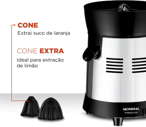 MONDIAL Extrator de Sucos Turbo Premium Preto/Inox, 250W, Bivolt - E-10 - Imagem 4