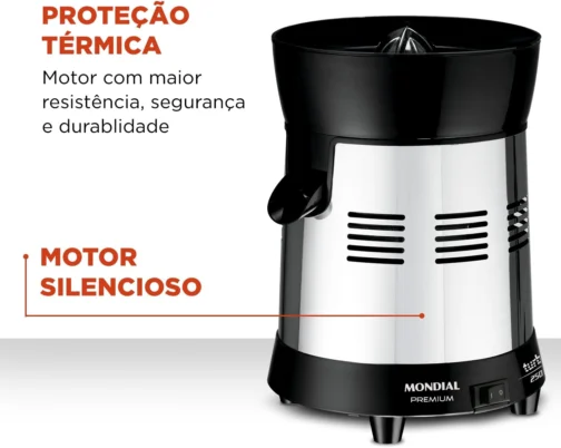 MONDIAL Extrator de Sucos Turbo Premium Preto/Inox, 250W, Bivolt - E-10 - Imagem 7