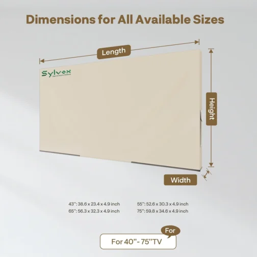 SYLVOX Capa de TV externa 50-55 polegadas à prova de intempéries protetor de tela de TV, impermeável, à prova de poeira, protetor solar, adequado para qualquer aparelho de Smart TV ao ar livre - Imagem 6