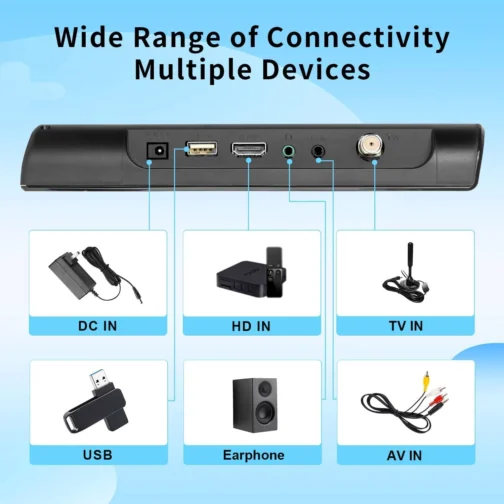 Feihe Tv Pequena Portátil De 12 Polegadas Com Tela Hd, Portas Hdmi E Usb, Sintonizador Digital Integrado E Design Compacto Para Uso Doméstico, Cozinha, Trailer E Viagens - Imagem 8
