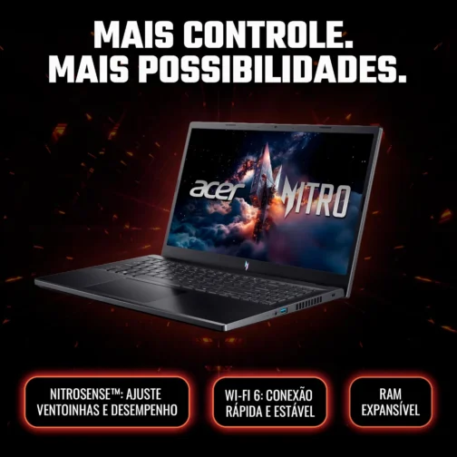 Notebook Gamer Acer Nitro V15 ANV15-52-52VN Intel® Core™ i5-13420H 13ªG 512 GB SSD 16 GB RAM RTX 4060 15.6” - Imagem 7