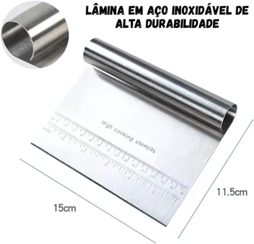 Espátula Multiuso Inox Premium com Régua de Medição 15cm Prática para Confeitar Cortar Raspar Organizar Dividir Alimentos Massas Legumes Bolos Pães Ideal para Cozinha de Fácil Manuseio - Imagem 4